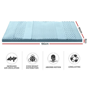 8cm Memory Foam Mattress Topper 7 Zone Cool Gel Bamboo - Single