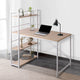 Metal Desk with Shelves White With Oak Top Student Home Office Computer Table - Dodosales