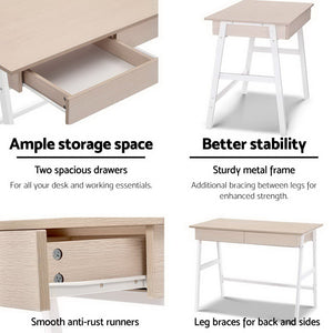 Student Study Desk Computer Table Home Office Drawers Scandi Design Console - Dodosales