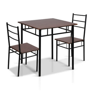 3 Piece Dining Table 2 Chairs Set Modern Seating Living Room Walnut & Black - Dodosales