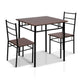 3 Piece Dining Table 2 Chairs Set Modern Seating Living Room Walnut & Black - Dodosales