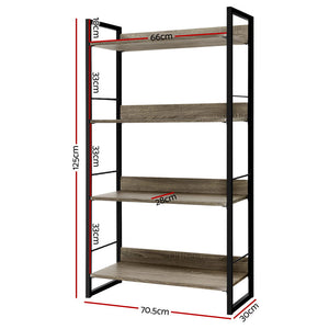 Book Shelf Display Unit Shelves Wood Metal Stand Hollow Storage - Dodosales