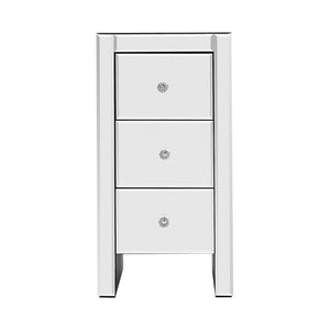 Mirrored Bedside Table With Drawers Nightstand Furniture Mirror Glass Silver Assembled - Dodosales