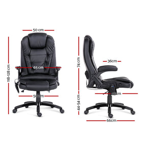 Black PU Leather 8 Point Massage Chair Contoured Backrest Office Chair - Dodosales