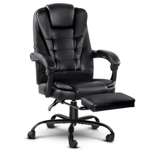 Electric Massage Office Chair Recliner Computer Gaming Seat Footrest Black - Dodosales