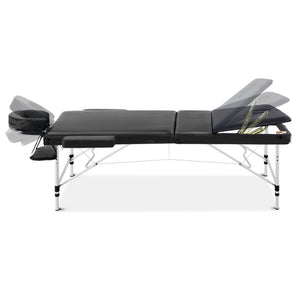 Portable Massage Table Folding Chair Bed Black 75cm Lightweight Aluminium - Dodosales
