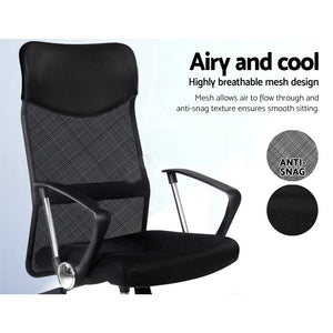 Black High Back Office Chair PU Leather Mesh Office Student Seat - Dodosales