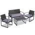 4PC Wicker Outdoor Furniture Patio Table Chair Rattan Set Black Grey