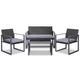 4PC Wicker Outdoor Furniture Patio Table Chair Rattan Set Black Grey - Dodosales