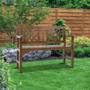 Wooden Garden Bench Chair Outdoor Furniture Décor Patio Deck 2 Seater - Dodosales