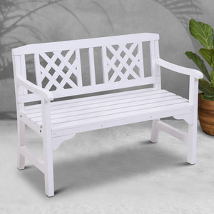 Wooden Garden Bench Chair Outdoor Furniture Décor Patio Deck 2 Seater White