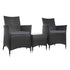 3 Piece Wicker Outdoor Furniture Set  Chair Armchair Side Table - Black