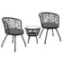 Outdoor Patio Chair and Table Bistro Set 3 Pc Round Rattan Chairs Table Black