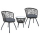 Outdoor Patio Chair and Table Bistro Set 3 Pc Round Rattan Chairs Table Black - Dodosales