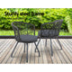 Outdoor Patio Chair and Table Bistro Set 3 Pc Round Rattan Chairs Table Black - Dodosales