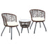 Outdoor Patio Chair and Table Bistro Set 3 Pc Round Rattan Chairs Table Brown