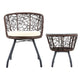 Outdoor Patio Chair and Table Bistro Set 3 Pc Round Rattan Chairs Table Brown - Dodosales
