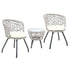 Outdoor Patio Chair and Table Bistro Set 3 Pc Round Rattan Chairs Table Grey