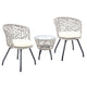 Outdoor Patio Chair and Table Bistro Set 3 Pc Round Rattan Chairs Table Grey - Dodosales