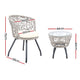 Outdoor Patio Chair and Table Bistro Set 3 Pc Round Rattan Chairs Table Grey - Dodosales