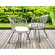 Outdoor Patio Chair and Table Bistro Set 3 Pc Round Rattan Chairs Table Grey - Dodosales