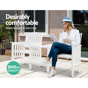 Garden Bench Chair Table Loveseat Outdoor Furniture Patio Park Armchair White - Afterpay - Zip Pay - Dodosales -
