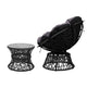 Papasan Chair and Side Table Patio Furniture PE Wicker Armchair Black - Dodosales