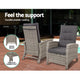 5 Pc Wicker Patio Recliner Armchair Ottoman Sun lounge Chair Furniture Outdoor Garden Grey - Dodosales