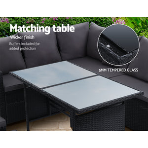 z 9 Seater Outdoor Furniture Dining Setting Sofa Set Black Wicker Storage Cover - Dodosales