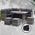 9 Seater Outdoor Furniture Dining Setting Sofa Set Wicker Storage Cover Mixed Grey