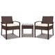 Outdoor PE Wicker Outdoor Setting Furniture Set Chairs Side Table Patio Brown - Dodosales
