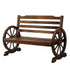 Garden Wooden Wagon Wheel Bench Rustic 2 Seater With Backrest