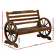Garden Wooden Wagon Wheel Bench Rustic 2 Seater With Backrest - Afterpay - Zip Pay - Dodosales -