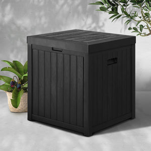 195L Outdoor Storage Box Lockable Weatherproof Garden Deck Toy Shed Black