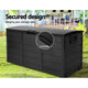 290L Outdoor Storage Box Lockable Weatherproof Garden Deck Toy Shed Black - Dodosales