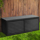390L Outdoor Storage Box Bench Seat Toy Tool Shed Chest Rust Free Black - Dodosales