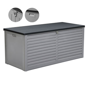 490L Outdoor Storage Box Bench Seat Toy Tool Shed Chest Dark Grey - Dodosales