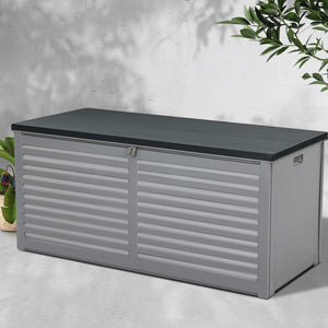 490L Outdoor Storage Box Bench Seat Toy Tool Shed Chest Dark Grey - Dodosales