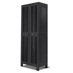 Outdoor Tall Adjustable Cupboard Cabinet Storage Unit Small Shed Black - Dodosales