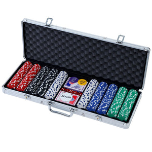 Poker Chip Set 500PC Chips TEXAS HOLD'EM Casino Gambling Dice Cards - Dodosales