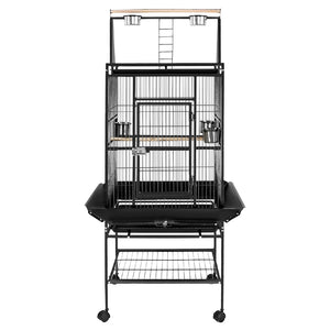 Wrought Iron Bird Cage On Wheels Slide Out Tray Pet Aviary Parrot Birds