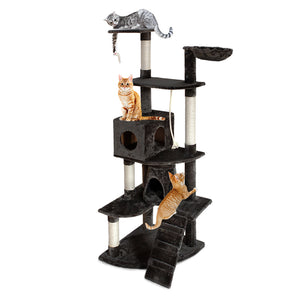 Multi Level Cat Scratching Post Cat Tree Pole Perch Climb Bed Cube Ladder Cat Tower - Dodosales