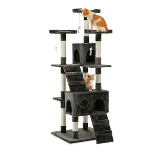 180cm Multi Level Cat Scratching Post Cat Tree Pole Perch Climb Bed Cube Ladder Cat Tower - Dodosales