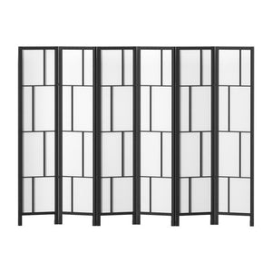6 Panel Wooden Privacy Room Divider Office Screen Stand Partition - Black