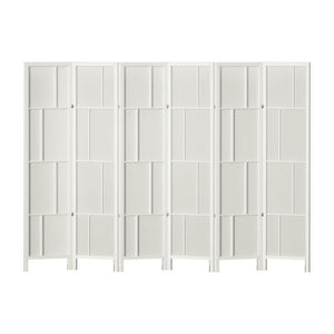 6 Panel Wooden Privacy Room Divider Office Screen Stand Partition - White