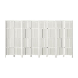 8 Panel Wooden Privacy Room Divider Office Screen Stand Partition - White