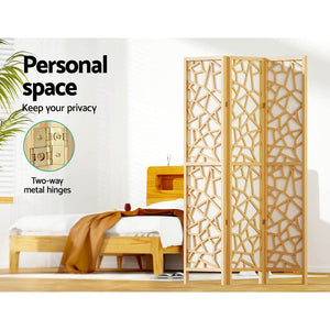 z 3 Panel Wooden Privacy Room Divider Office Screen Stand Partition - Natural