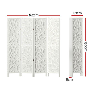 4 Panel Wooden Privacy Room Divider Office Screen Stand Partition - White