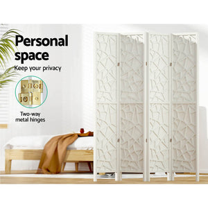 4 Panel Wooden Privacy Room Divider Office Screen Stand Partition - White