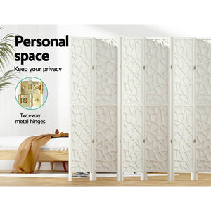 8 Panel Room Divider Screen Privacy Wood Dividers Foldable White